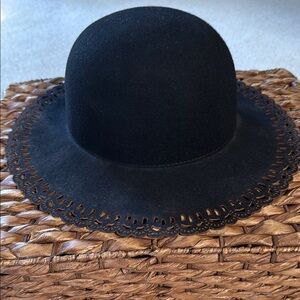 Classic Black Fedora Hat with Wide Brim
